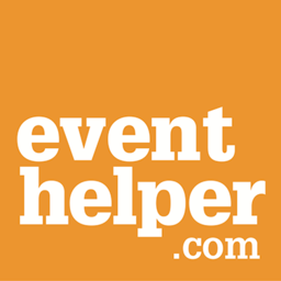 White text "eventhelper.com" on an orange background, with "event" above "helper" and ".com" in the lower right corner.