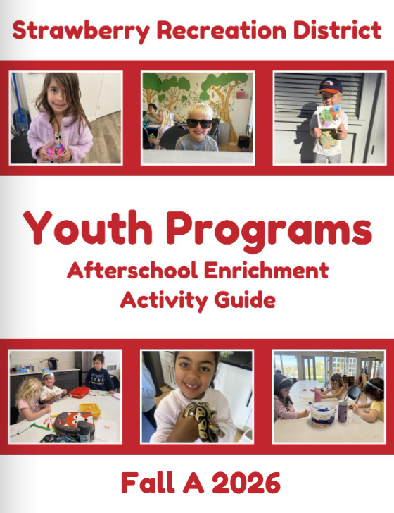 Front cover of youth programs afterschool enrichment activity guide featuring many images of children enjoying multiple activities
